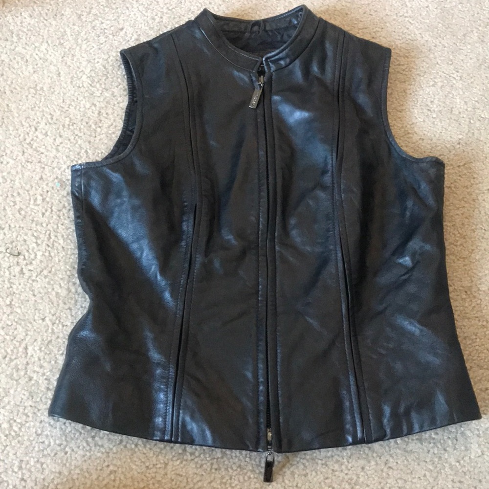 Siena Studio black leather tank top vest